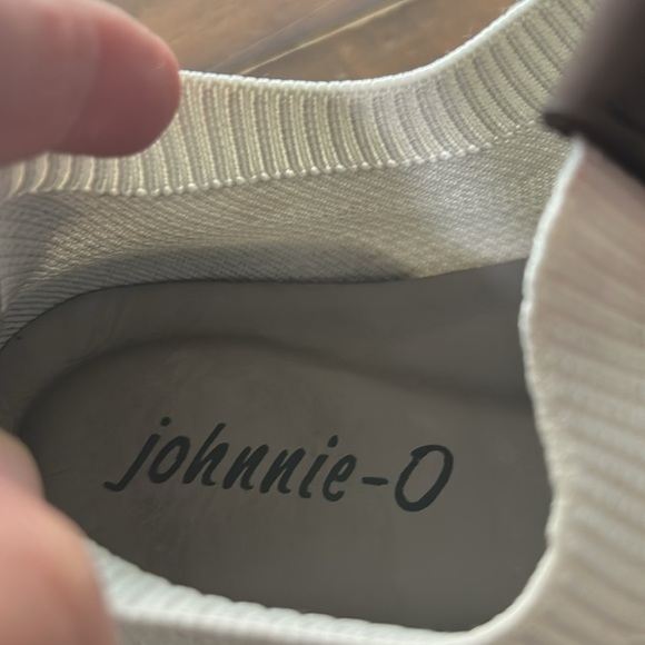 johnnie-O Prima Fly-Knit Lightweight Running Sneaker White Brown Mens SZ 12 READ - Picture 2 of 15